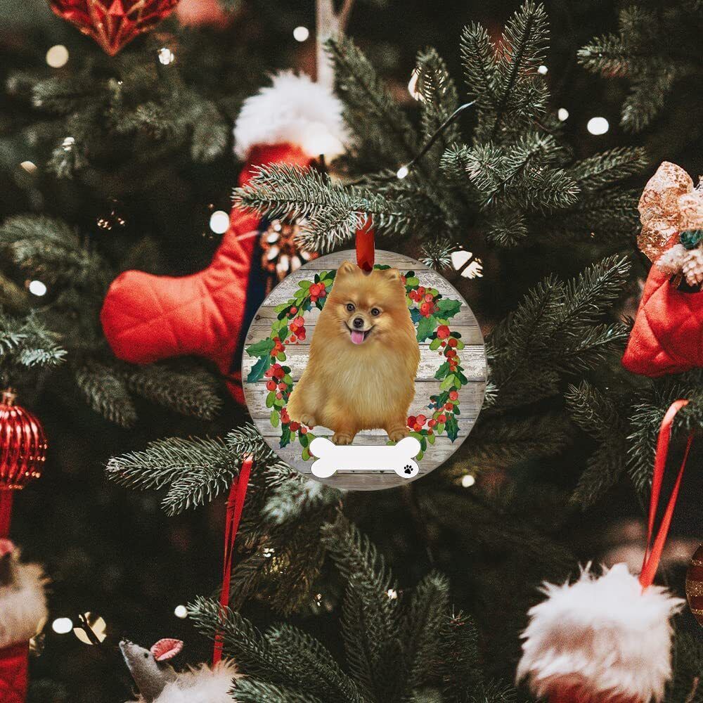 Pomeranian Ornament - E&S Pets, DIY Personalizable, Ceramic Round Ornament