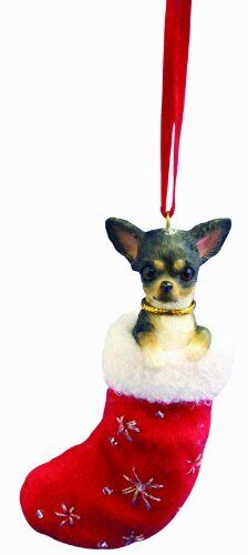 Chihuahua, Black and White Stocking Ornament "Santa's Little Pals" Hand Painted