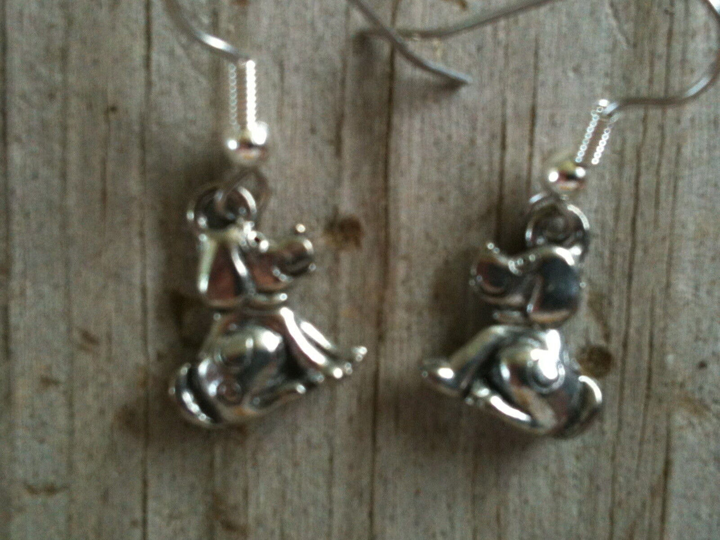 Sitting Spotted Dog Silver Plated Lead Free Pewter Earrings