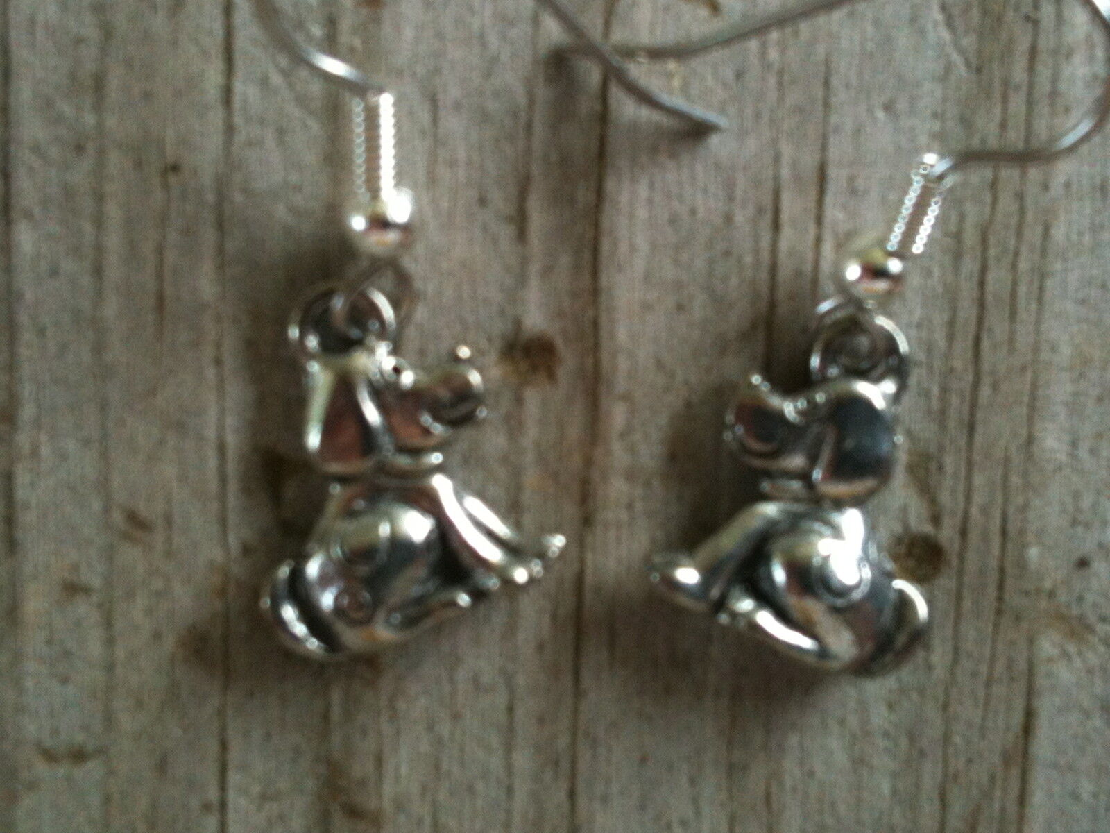 Sitting Spotted Dog Silver Plated Lead Free Pewter Earrings