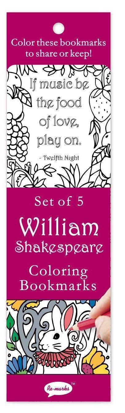 Re-marks William Shakespeare Literary Colormarks Coloring Bookmarks