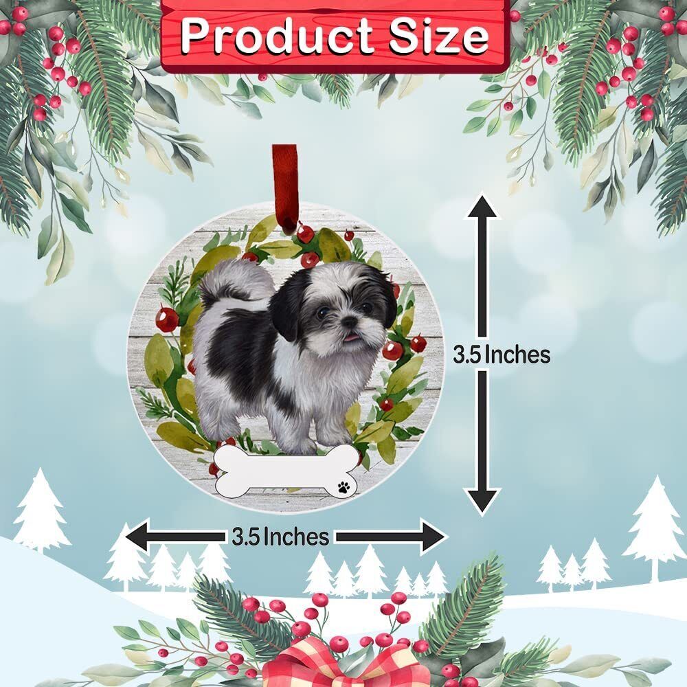 Black/White Shih Tzu Ornament - E&S Pets, Personalizable, Ceramic Round Ornament