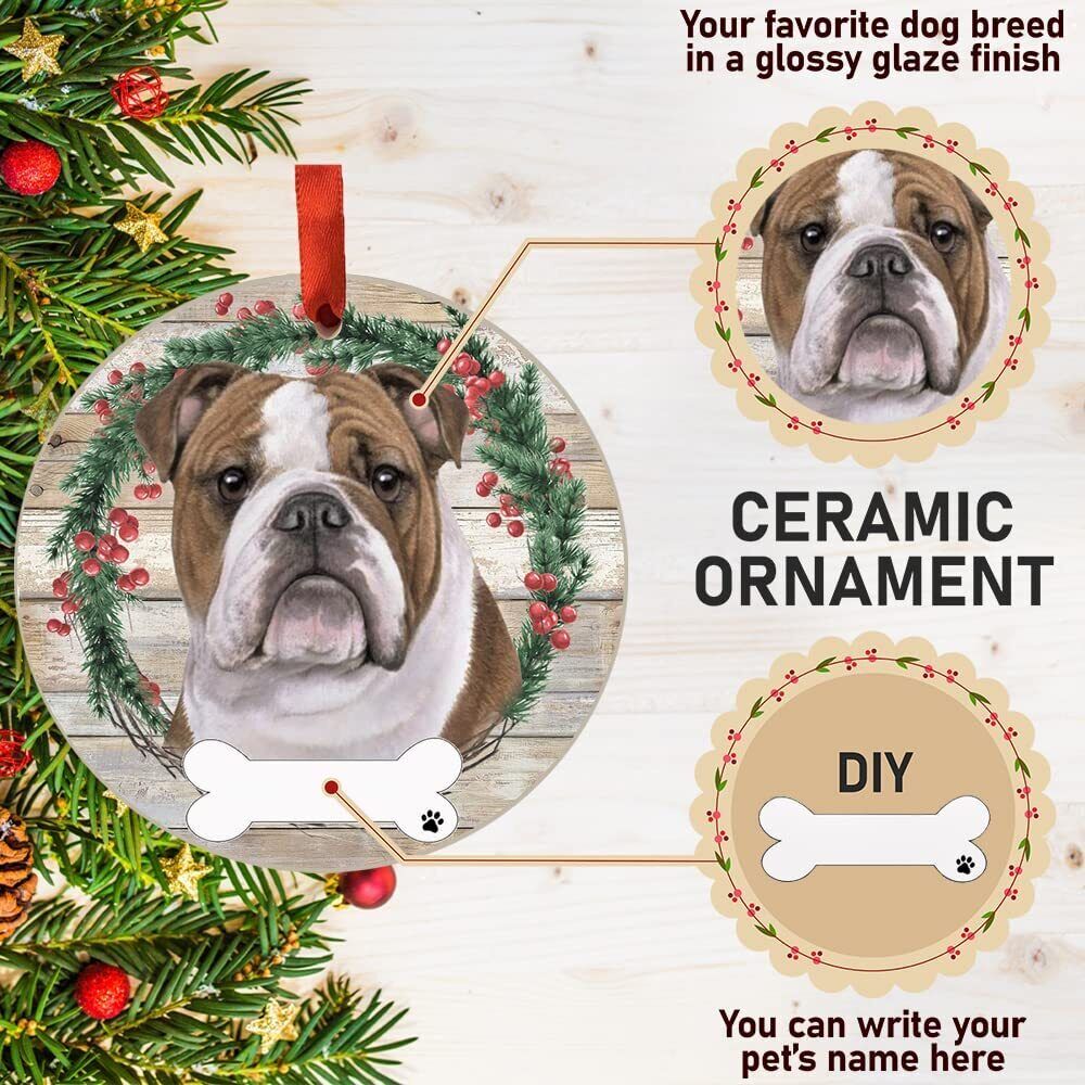 Bulldog Ornament - E&S Pets - DIY Personalizable, Ceramic Round Ornament