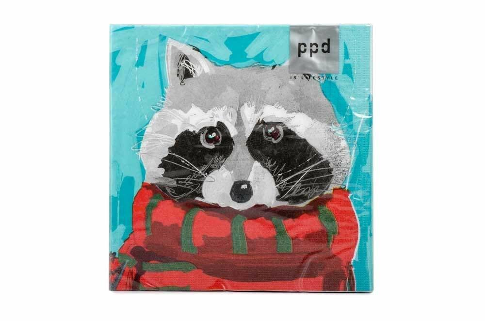 PPD Paperproducts Design Ricky Raccoon Paper Cocktail Napkins, 20-Count