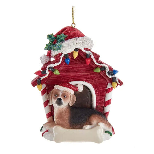 Kurt Adler Beagle With Dog House Ornament, 4"