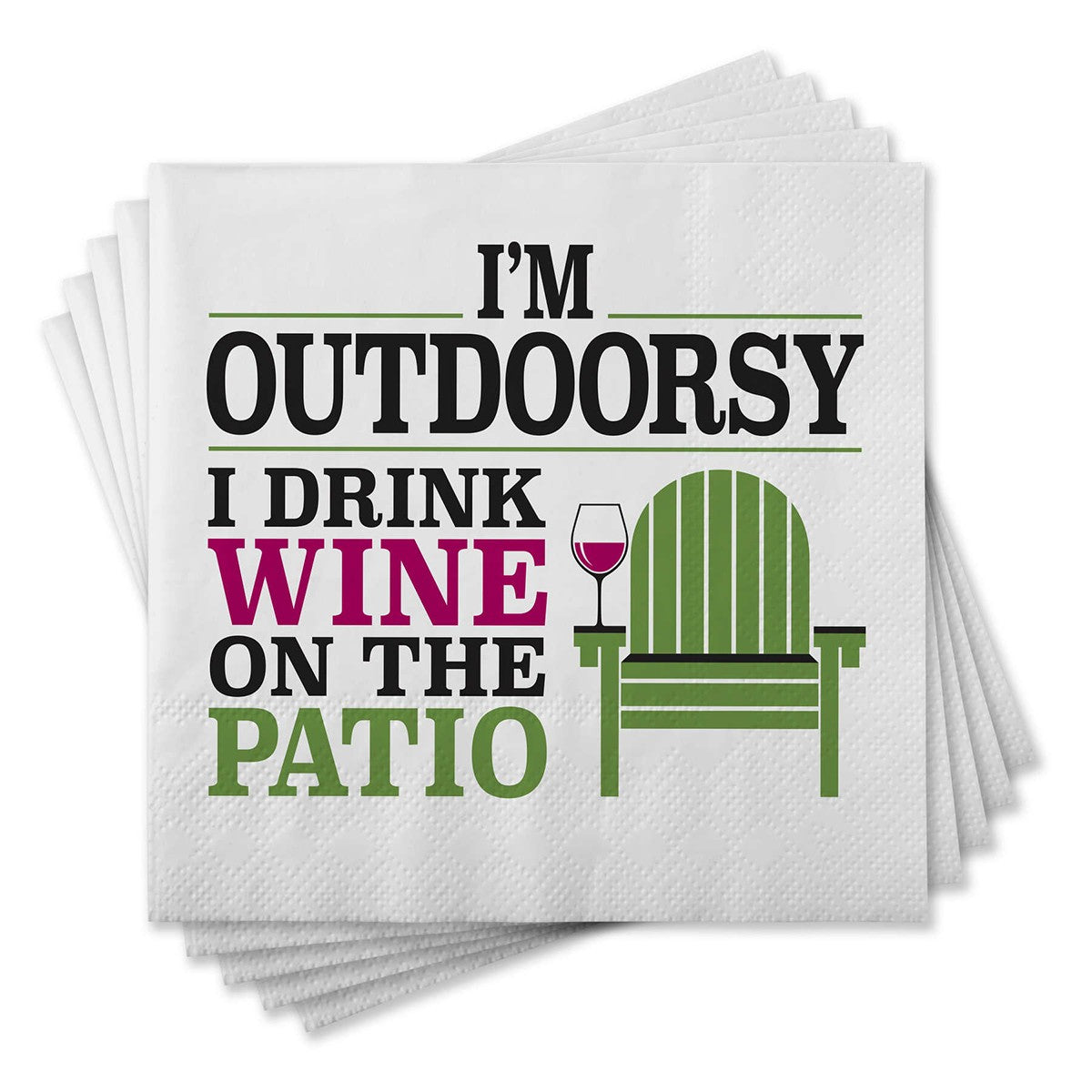 Chris's Stuff Wine Beverage Paper Napkins, Set of 25, I'm Outdoorsy
