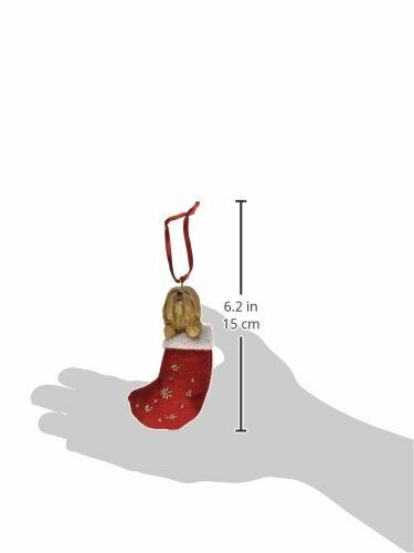 Lhasa Apso Christmas Stocking Ornament with "Santa's Little Pals" Hand Painted