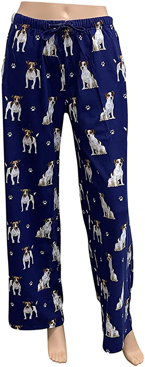 Jack Russell Terrier Unisex Lightweight Cotton Blend Pajama Bottoms- X-Large