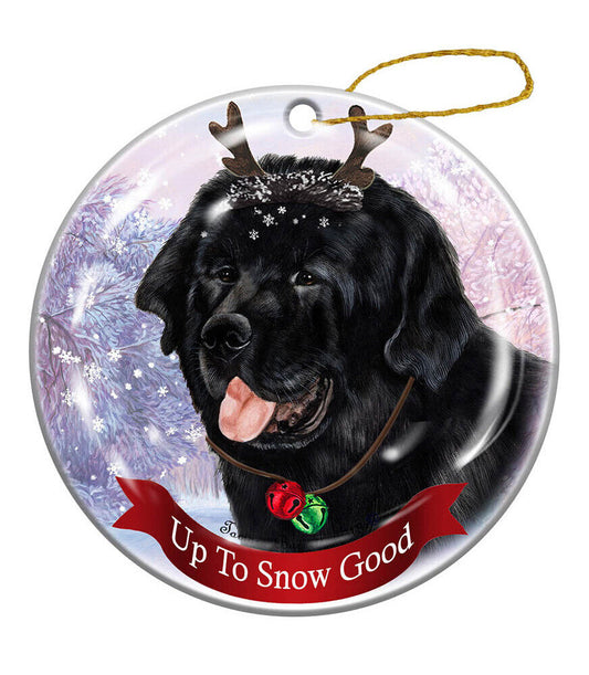 Holiday Pet Gifts Black Newfoundland Dog Porcelain Christmas Ornament