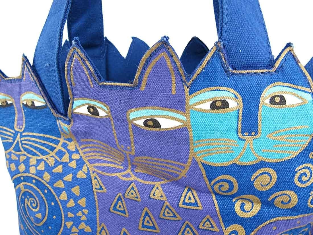 Sun n Sand Laurel Burch Indigo Cats Medium Cutout Tote, 12" x 3.5" x 8.5"