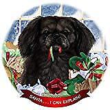 Pekingese Black Dog Porcelain Ornament Pet Gift 'Santa. I Can Explain!'