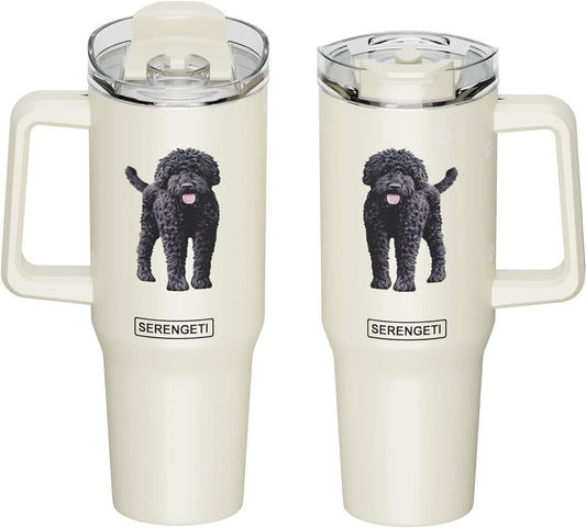 Serengeti 40 Oz Labradoodle Dog Stainless Steel Tumbler w Handle, Straw & Lid