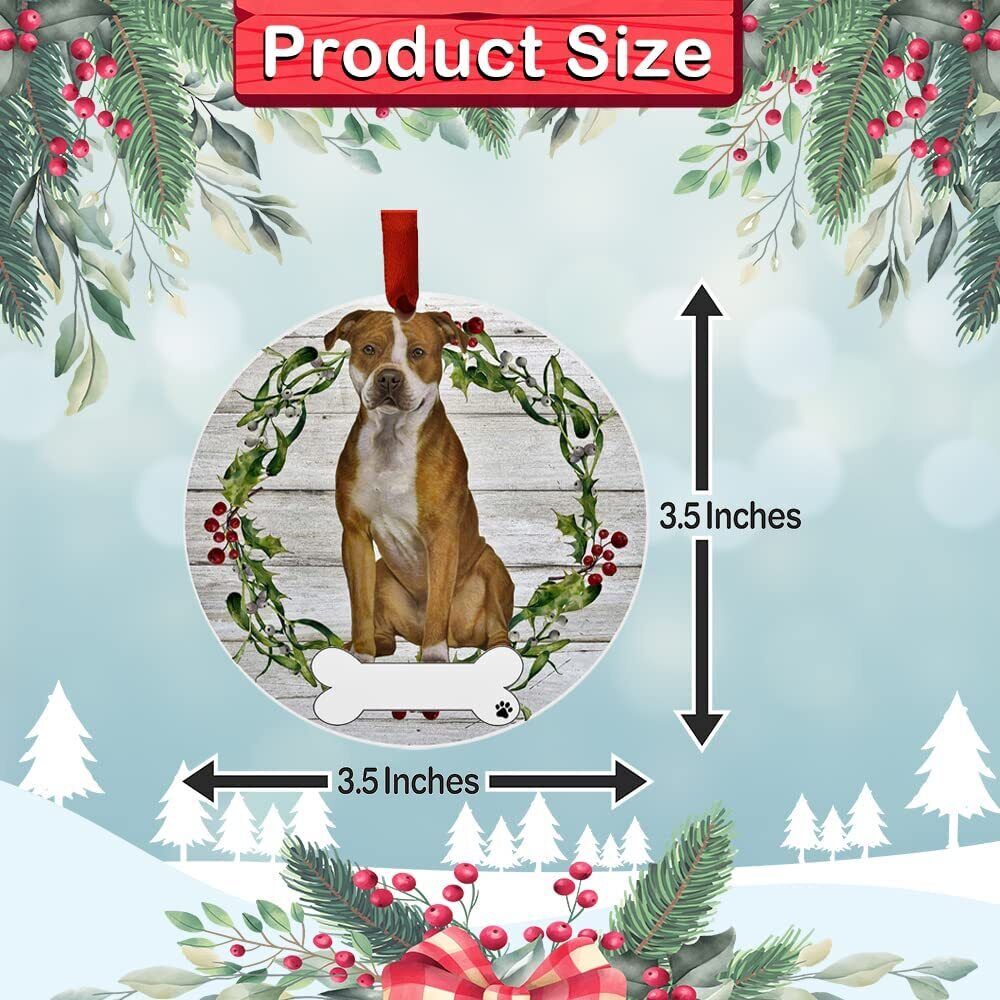 Pit Bull Ornament - E&S Pets, DIY Personalizable, Ceramic Round Ornament