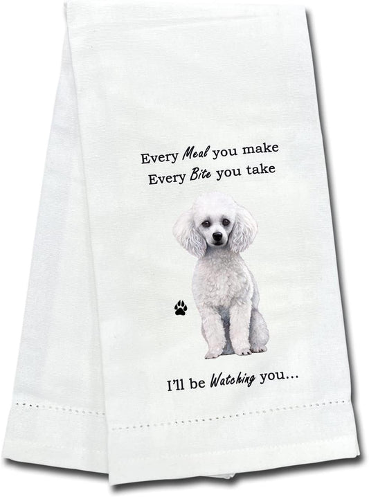 E&S Pets 711-28 White Poodle Dog Kitchen Towel, Off-white