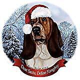 Holiday Pet Gifts Basset Hound Tri Dog Santa Hat Porcelain Ornament