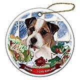 Jack Russell Wirehair Tri Dog Porcelain Ornament 'Santa. I Can Explain!'