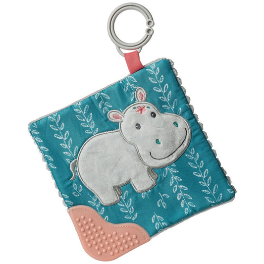 Mary Meyer Crinkle Teether Toy with Squeaker, 6 X 6", Jewel Hippo