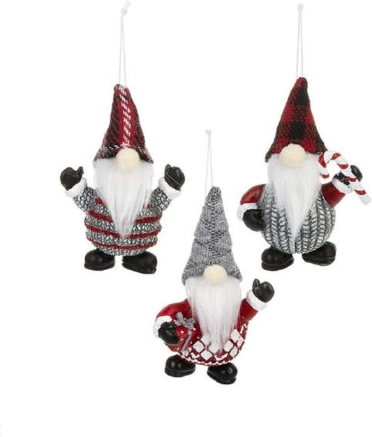 Ganz Christmas Gnome Ornaments, 2 1/2 W x 3 3/4 H, Set of 3