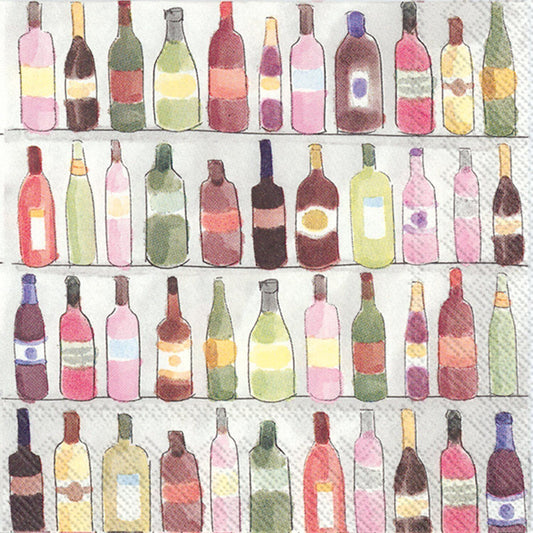 Celebrate the Home Watercolor 3-Ply Paper Cocktail Napkins, Wine Shelves, 20