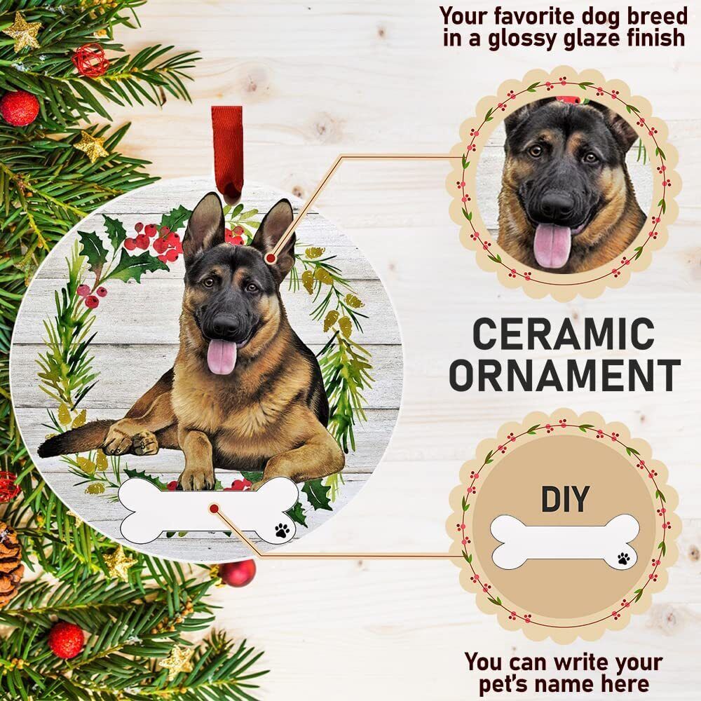 German Shepherd Ornament - E&S Pets - DIY Personalizable, Ceramic Round Ornament
