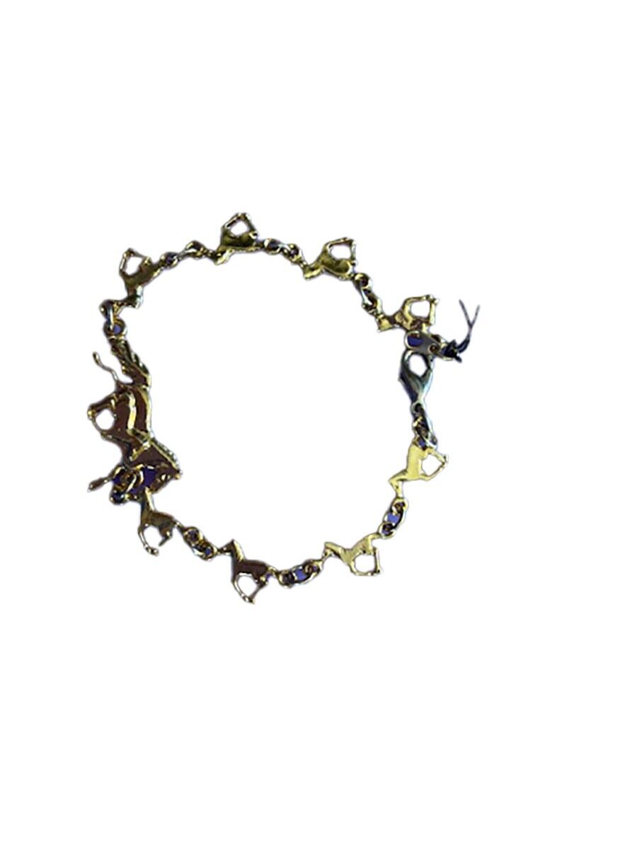 Finishing Touch Gold Clasp Bracelet With Running Horse and Foals, 7"