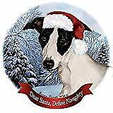 Holiday Pet Gifts Whippet Black/White Santa Hat Dog Porcelain Ornament