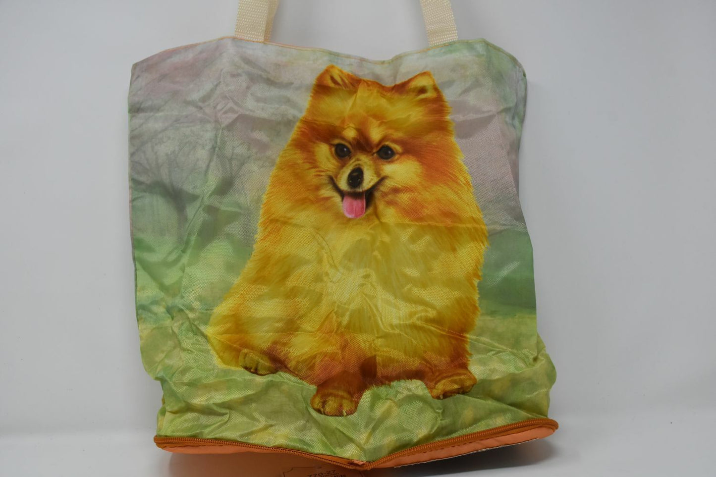 Pomeranian Foldable Tote Bag - Durable, Waterproof - Zippered Market Tote