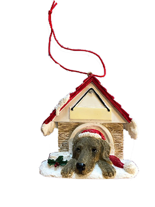 Weimaraner Doghouse Ornament Hand Painted Easily Personalized