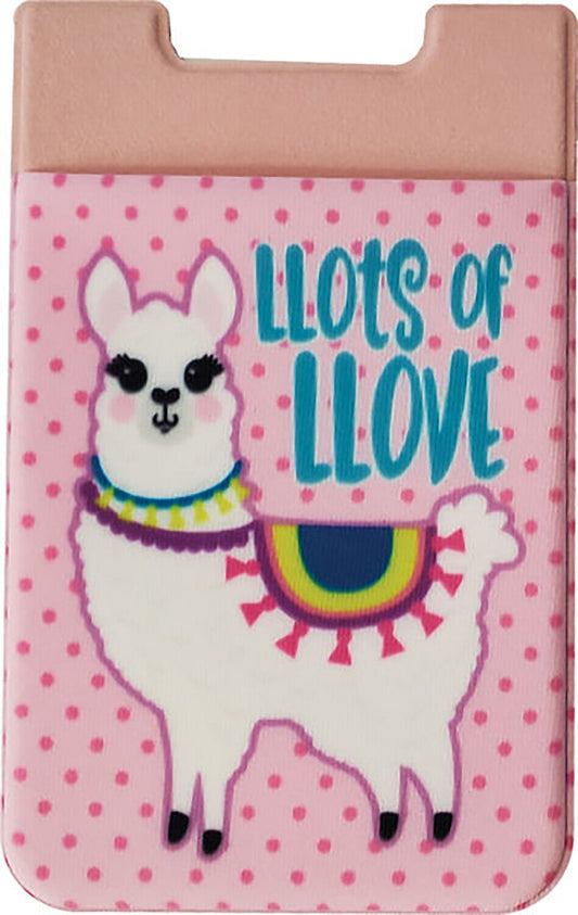 Spoontiques Cell Phone Wallet Stick-On Pouch for Cash and Cards - Llama Love