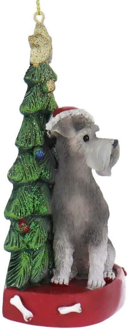 Kurt Adler Schnauzer With Santa Hat Christmas Tree Ornament, 4.25 "
