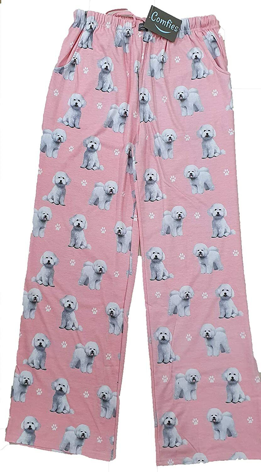 Bichon Frise Unisex Lightweight Cotton Blend Pajama Bottoms- Medium