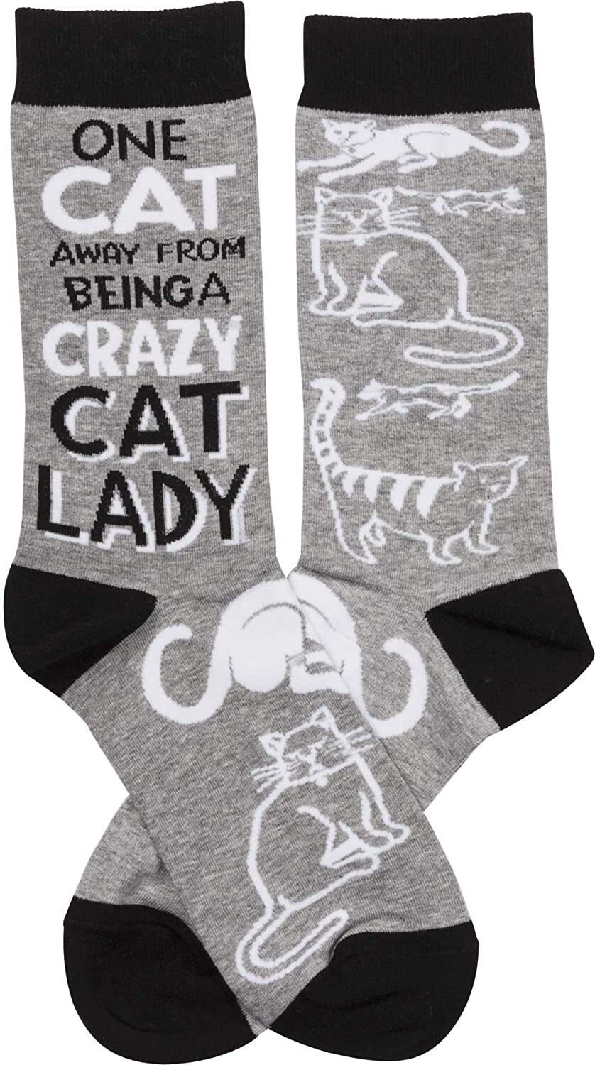 Humorous Quote Socks Unisex One Size Primitives by Kathy (Crazy Cat Lady)