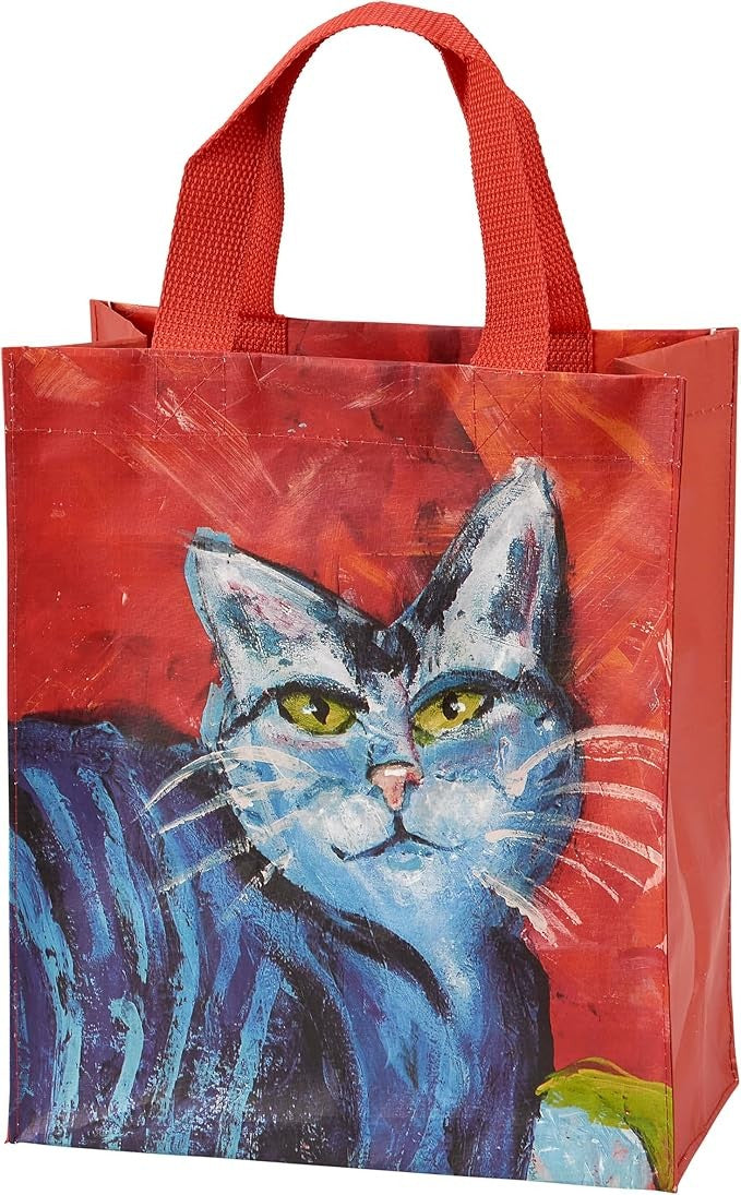 Primitives by Kathy Daily Tote - Colorful Blue Cats, 8.75" x 10.25" x 4.75"
