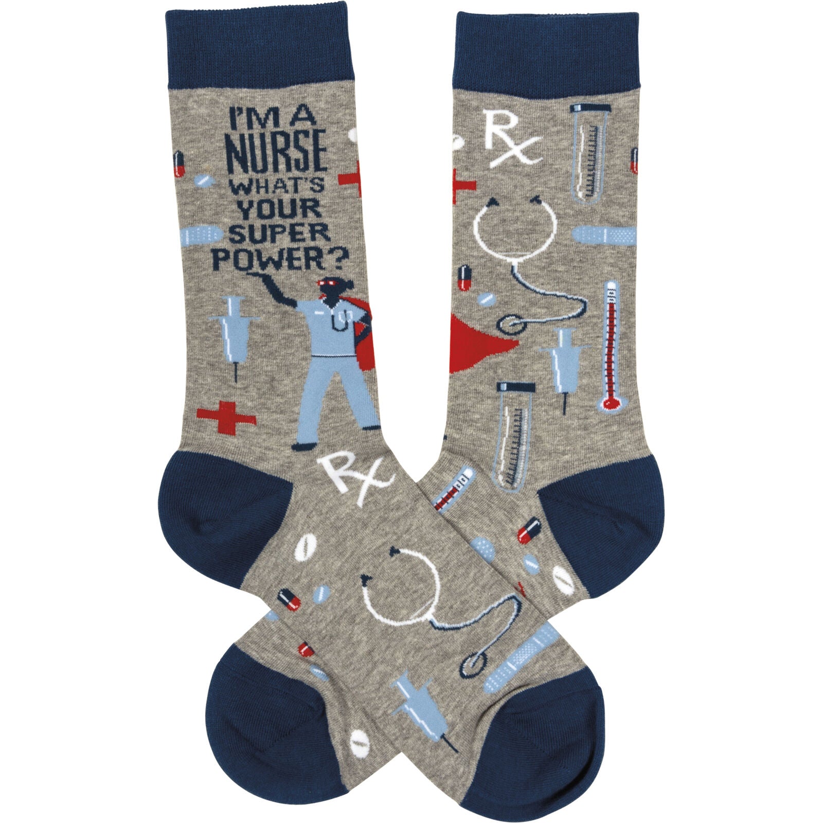 Primitives by Kathy I'm a Nurse What's Your Super Power? Socks, Fits Most