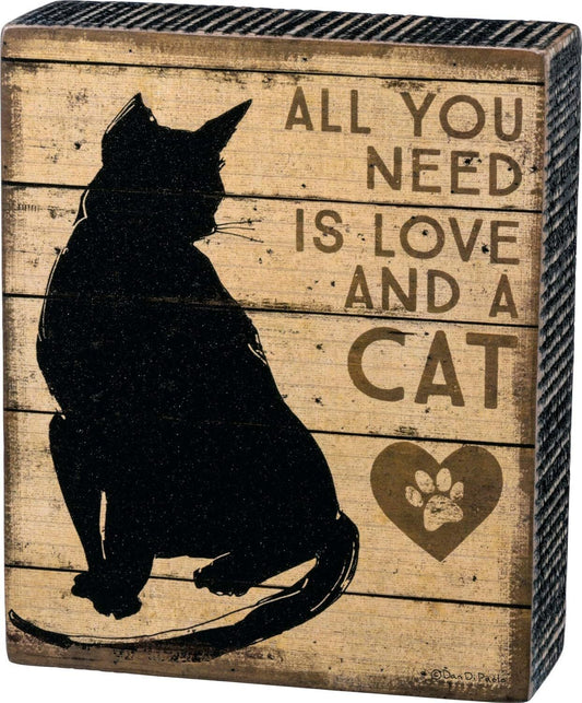 Primitives by Kathy Rustic-Inspired Distressed Box Sign, 5 x 6-in Love and A Cat