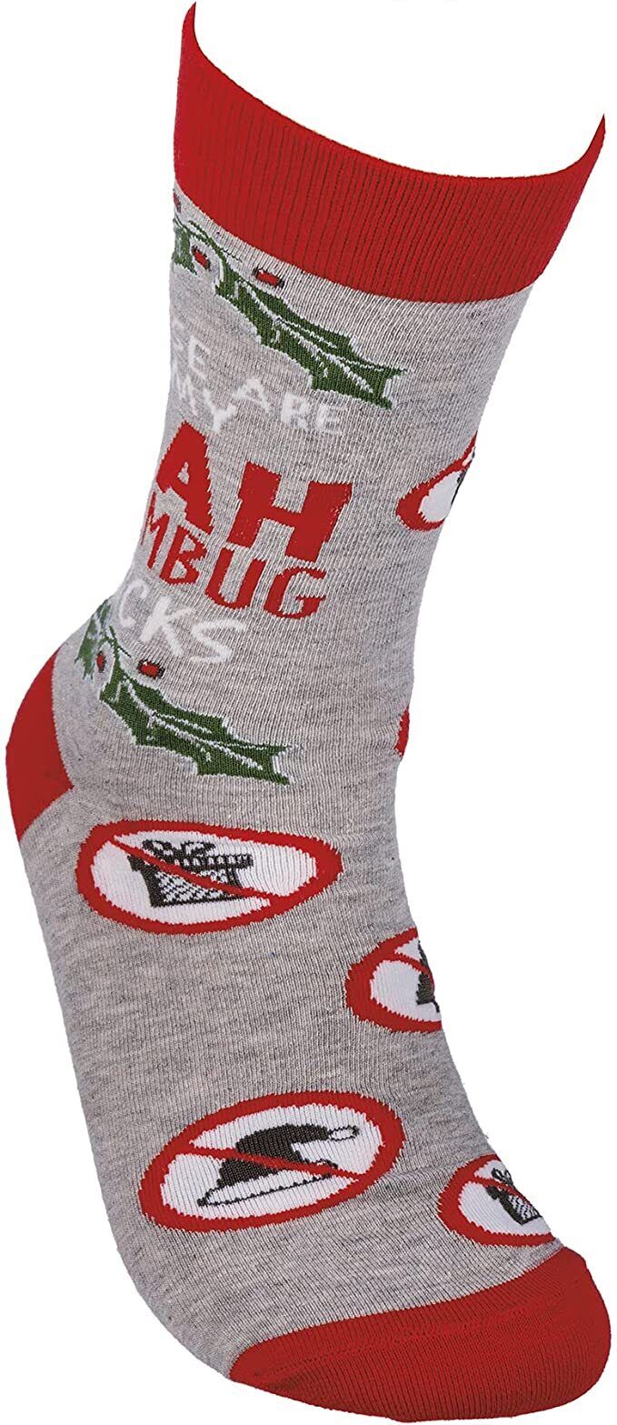 Primitives by Kathy 109634 Bah Humbug Socks, One Size, Cotton, Nylon, Spandex
