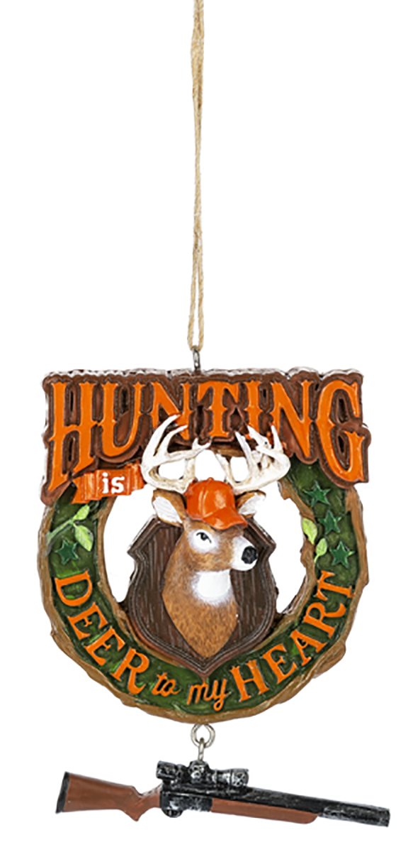 Ganz Hunting Ornament - Hunting Deer To My Heart, Polyresin, 3.75 Inches Width