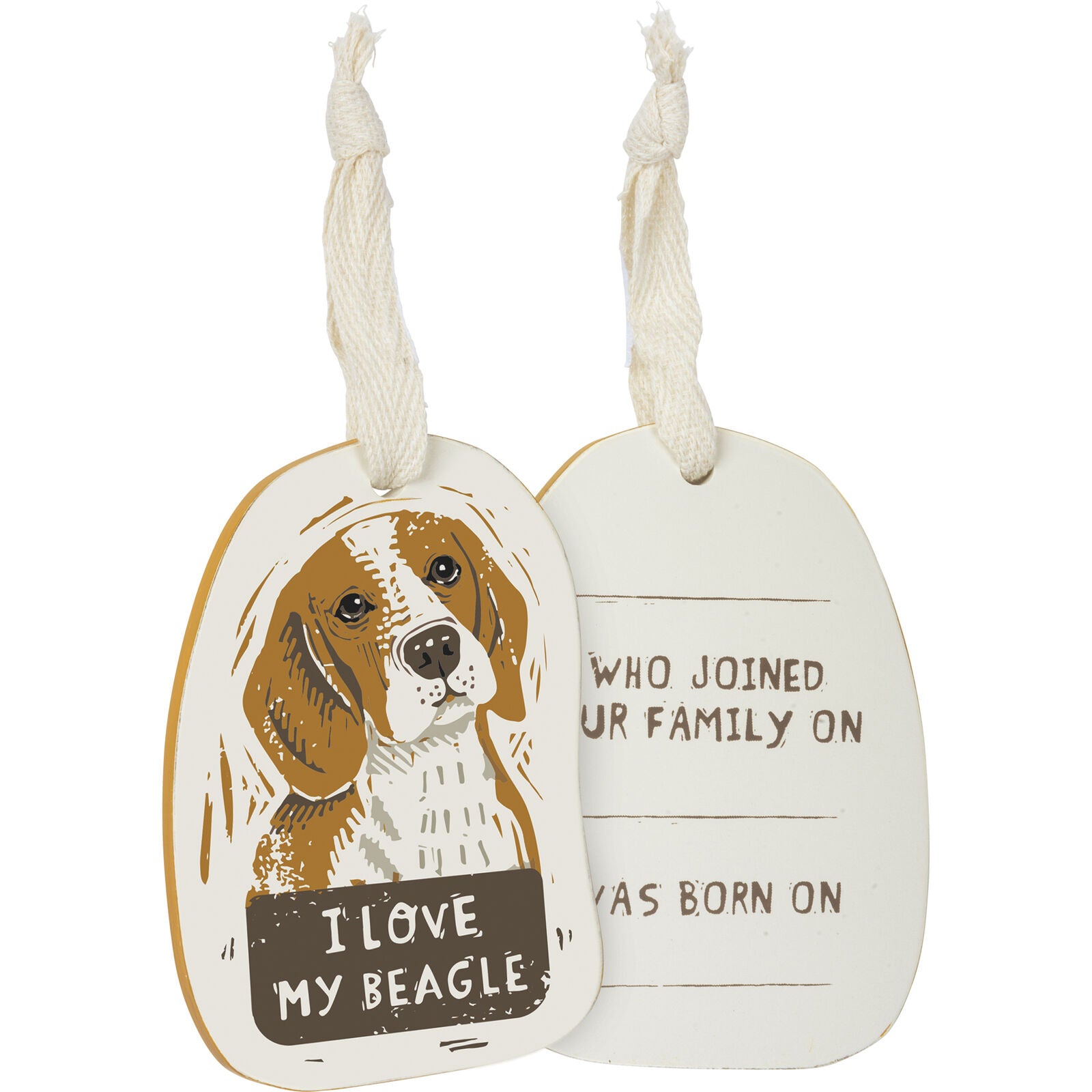 Primitives by Kathy Wooden Hanging Ornament, 2-Sided - I Love My Beagle