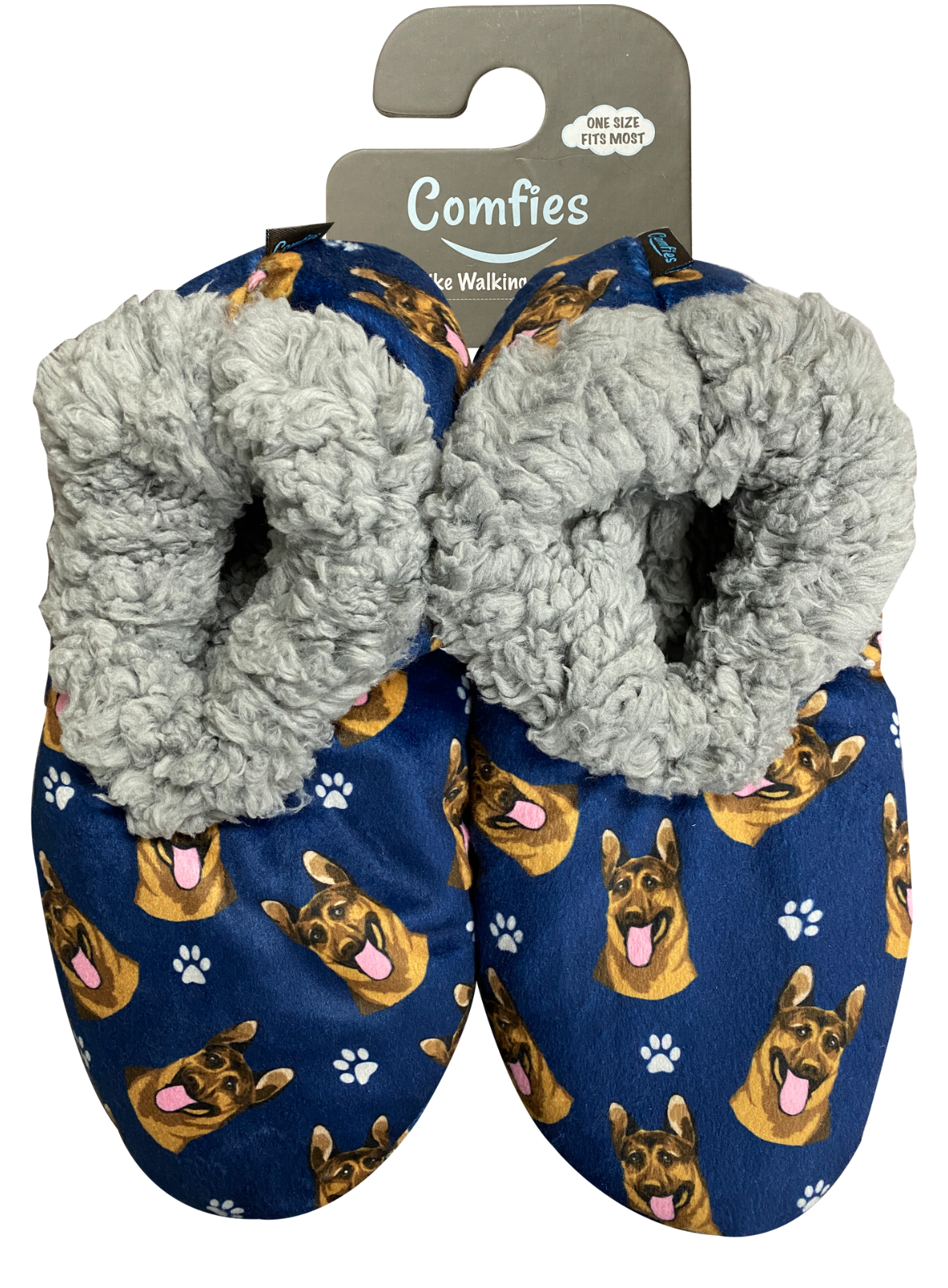 Comfies Womens German Shepherd Dog Slippers - Sherpa Lined Animal Print Booties