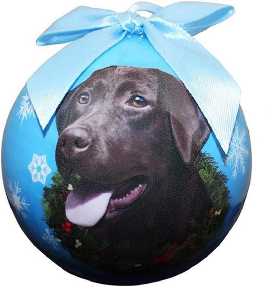 Chocolate Lab Christmas Ornament Shatter Proof Ball Easy To Personalize