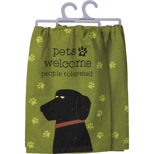 Primitives by Kathy Dish Towel - Pets Welcome People Tolerated