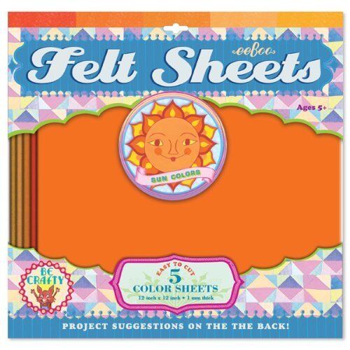 Eeboo Orange Felt Sheets Sun Color, 5 sheets