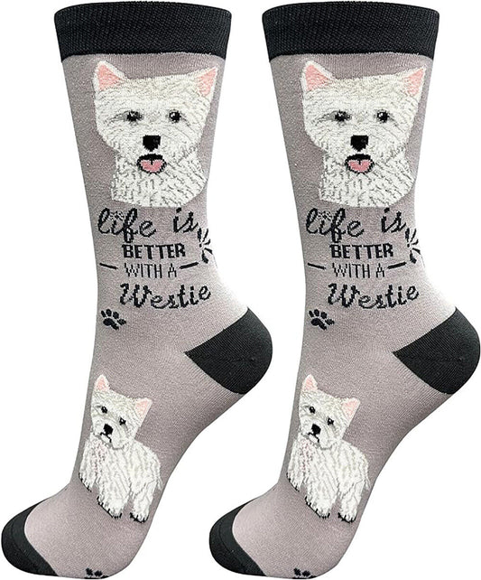E&S Pets Pet Lover Socks, Life is Better with a Westie, West Highland Terrier