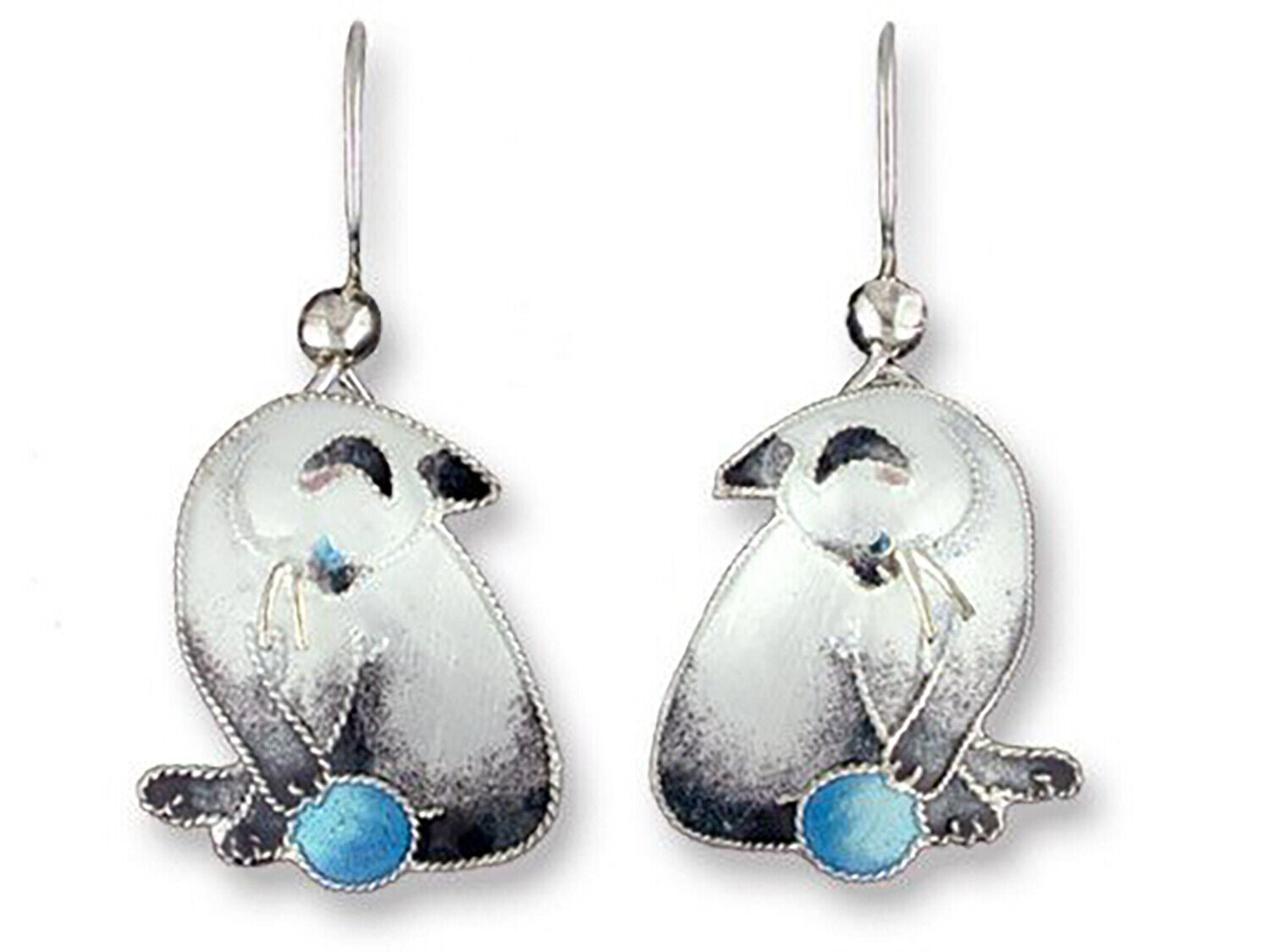 Zarah Siamese Cat Sterling Silver and Enamel Earrings by Julia Pinkham