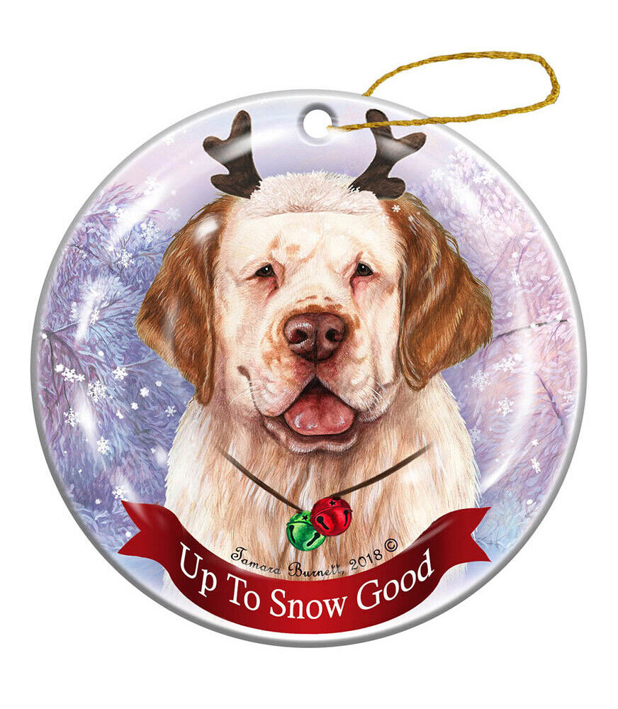Holiday Pet Gifts Clumber Spaniel Orange Dog Porcelain Christmas Ornament