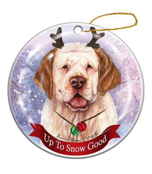 Holiday Pet Gifts Clumber Spaniel Orange Dog Porcelain Christmas Ornament