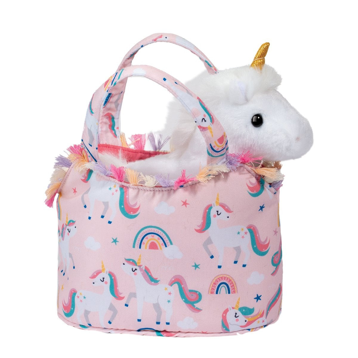 Douglas Unicorn Sassy Sak with White Unicorn Plush Stuffed Animal Toy, 7"