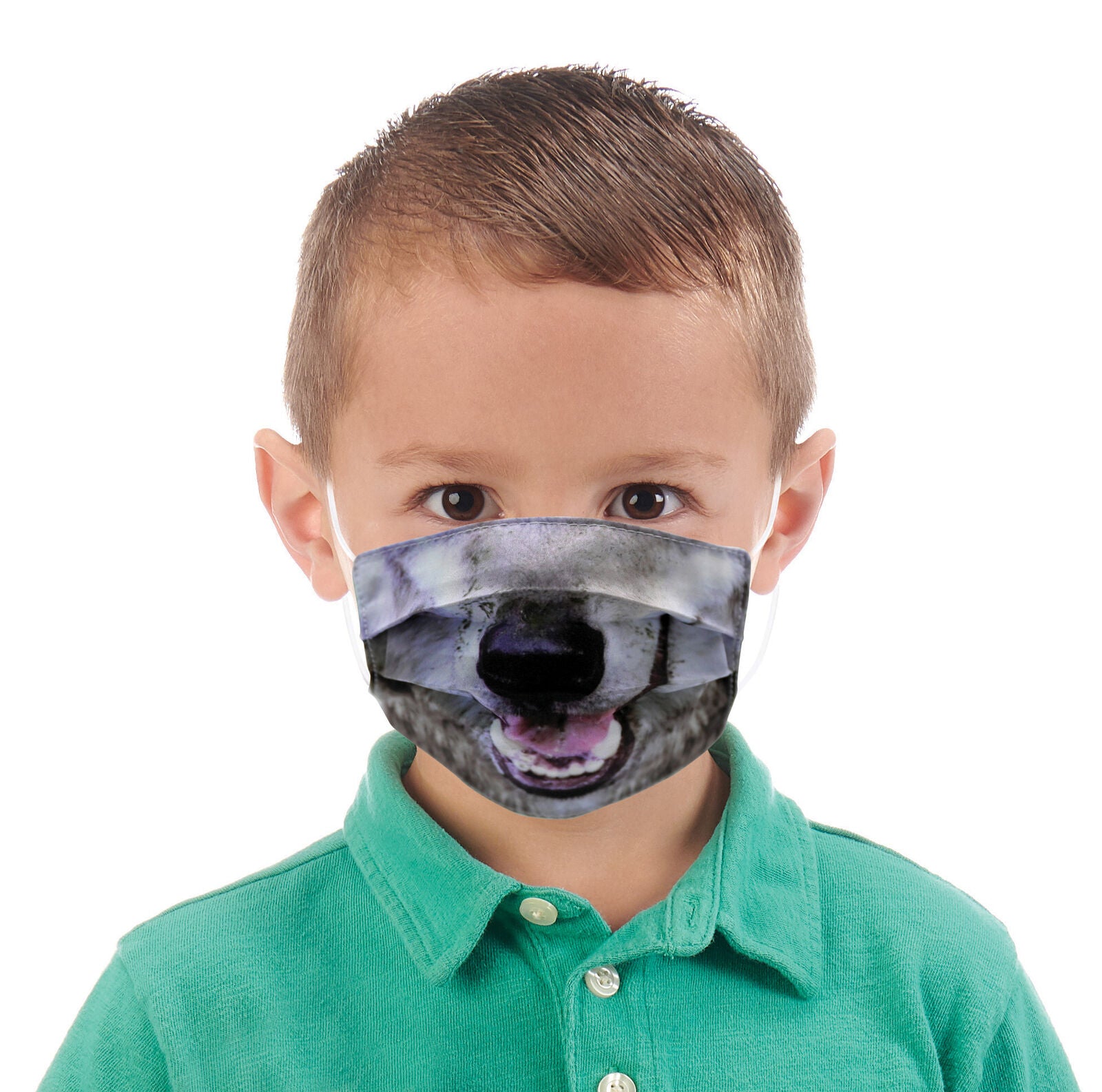 Wildlife Artists Fun Youth Animal Face Masks, Washable, Reusable - Wolf