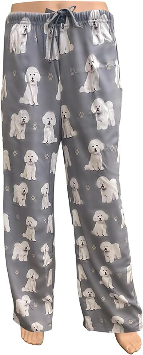 Bichon Frise Unisex Lightweight Cotton Blend Pajama Bottoms- Small