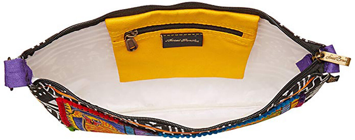 Laurel Burch Medium Crossbody Zipper Top 15 x 10-Inch, Dog Tails Patchwork